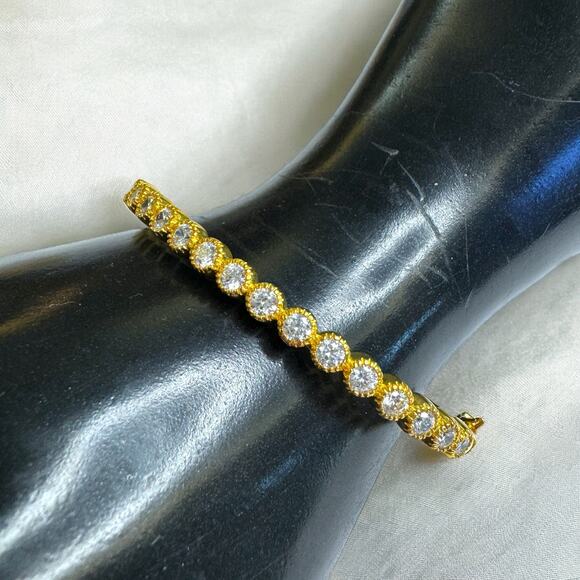 Prime Art & Jewel 925 Sterling Silver Vermeil CZ Bracelet, Gold Bangle Bracelet - Picture 5 of 6